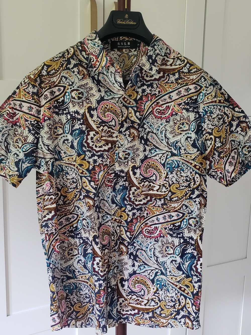 SSLR Men's Multicolor Paisley Short-Sleeve Button-Down Shirt